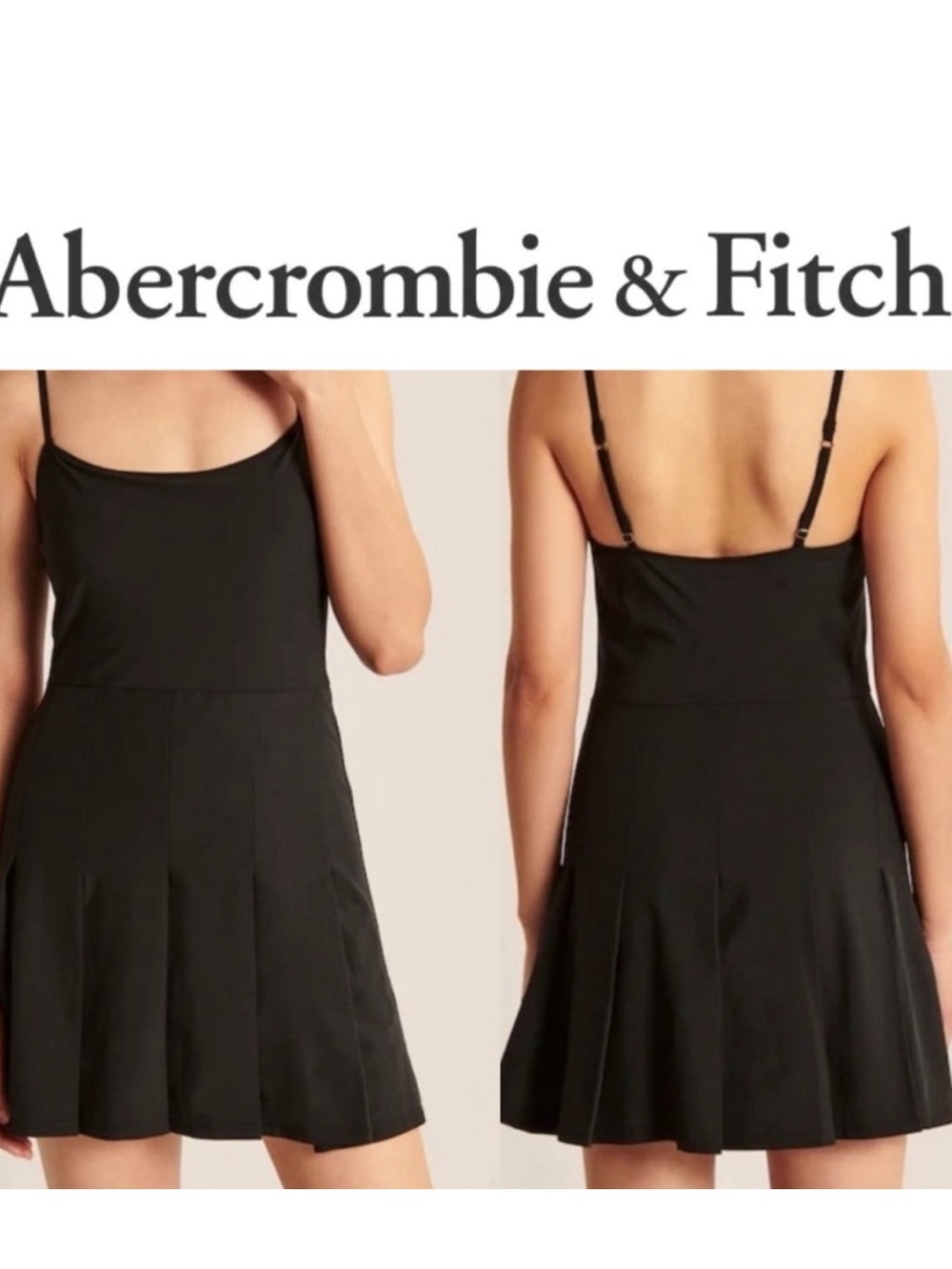 Abercrombie & Fitch Traveler Pleated Tennis Dress Black Active Mini M - Picture 3 of 12